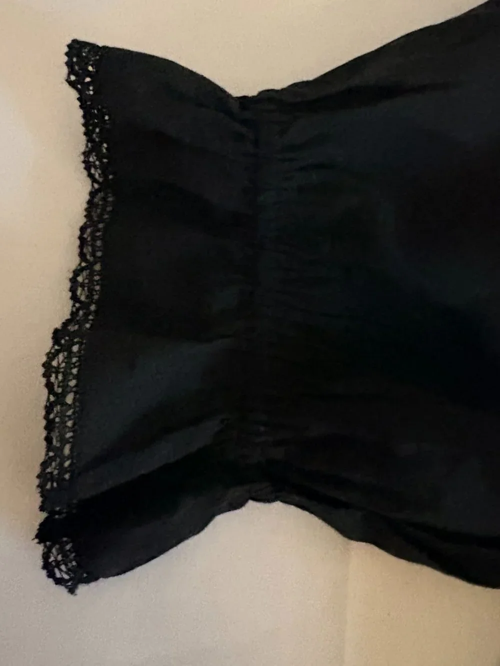 Madewell Black Cotton Pintuck Ruffle Blouse Short Puff Sleeve Victorian Top L